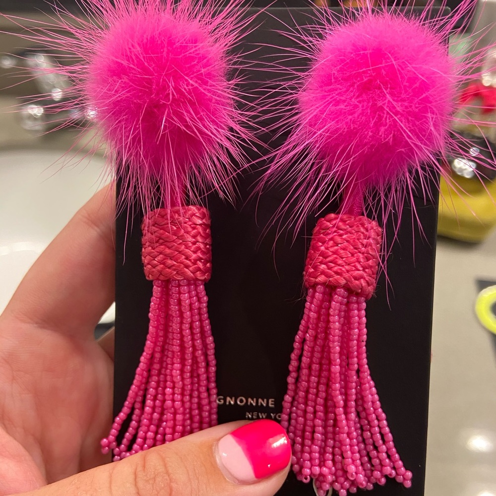 pink tassel earrings